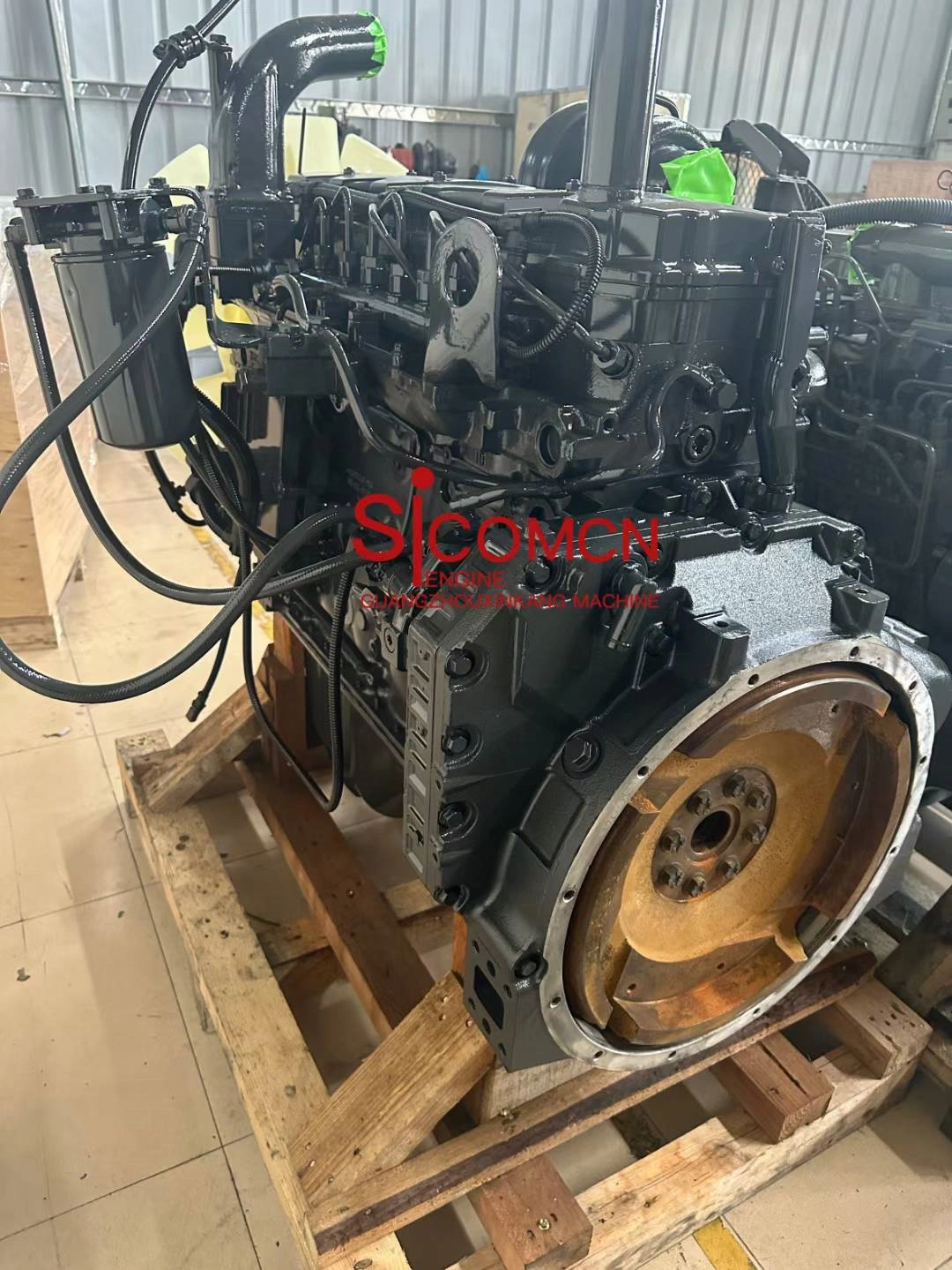 Komatsu 6D107 diesel engine turbocharger and intake system details